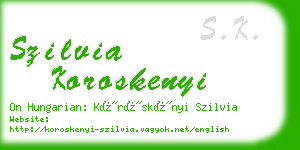 szilvia koroskenyi business card